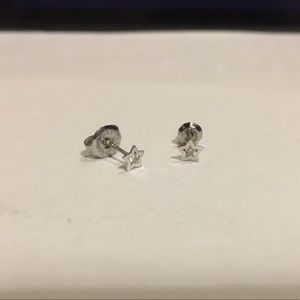 White gold star studs